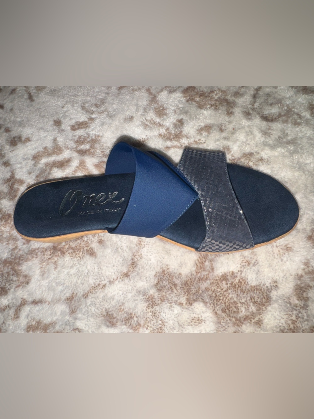 Onex Women's Izabel Navy Crossband Slide Sandal